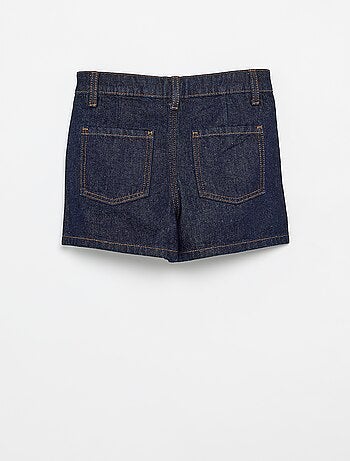 Short in denim con effetto plissettato