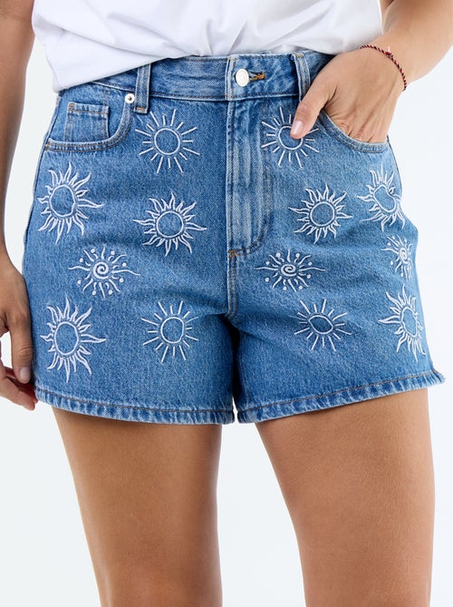 Short in denim con motivi ricamati - Kiabi