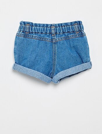 Short in denim con motivo a cuore
