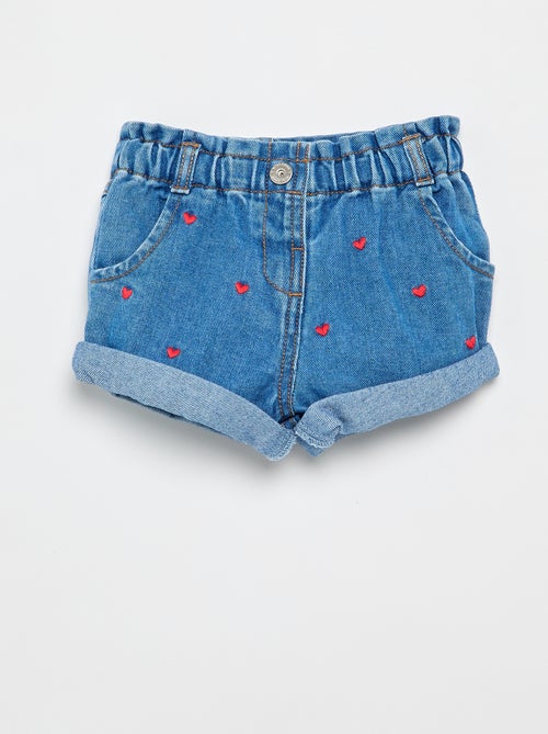 Short in denim con motivo a cuore - Kiabi