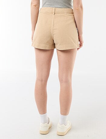 Short in denim con tasche intrecciate