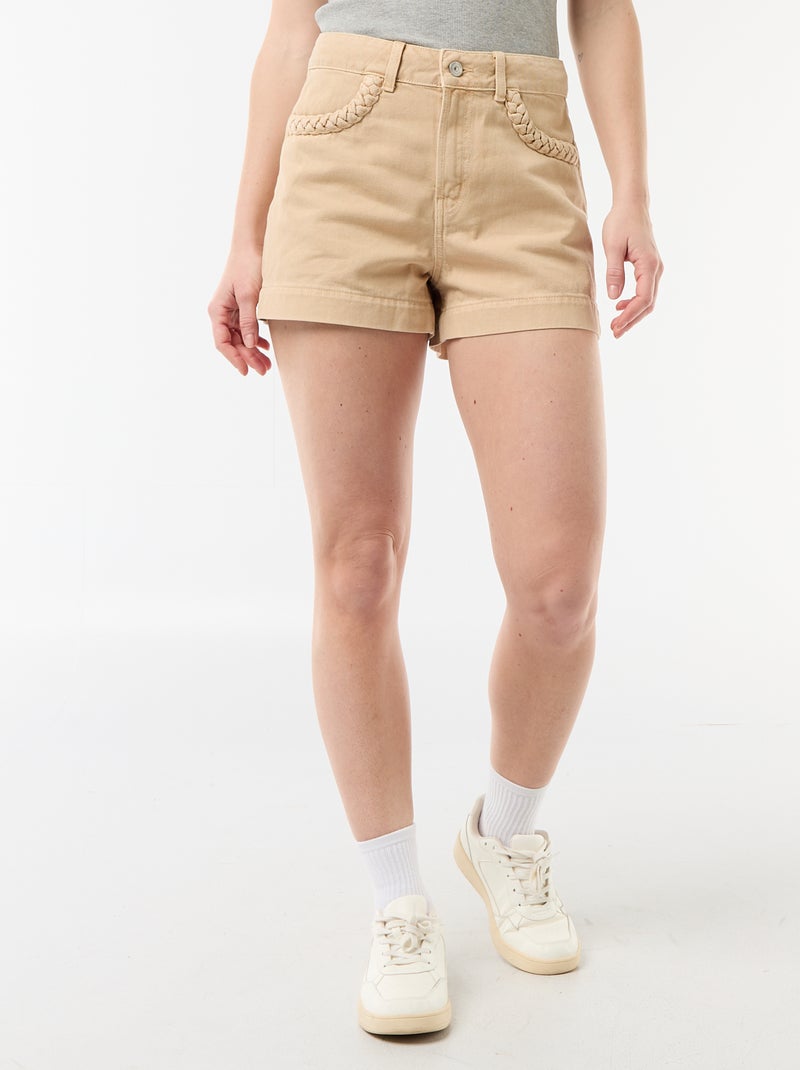 Short in denim con tasche intrecciate Beige - Kiabi