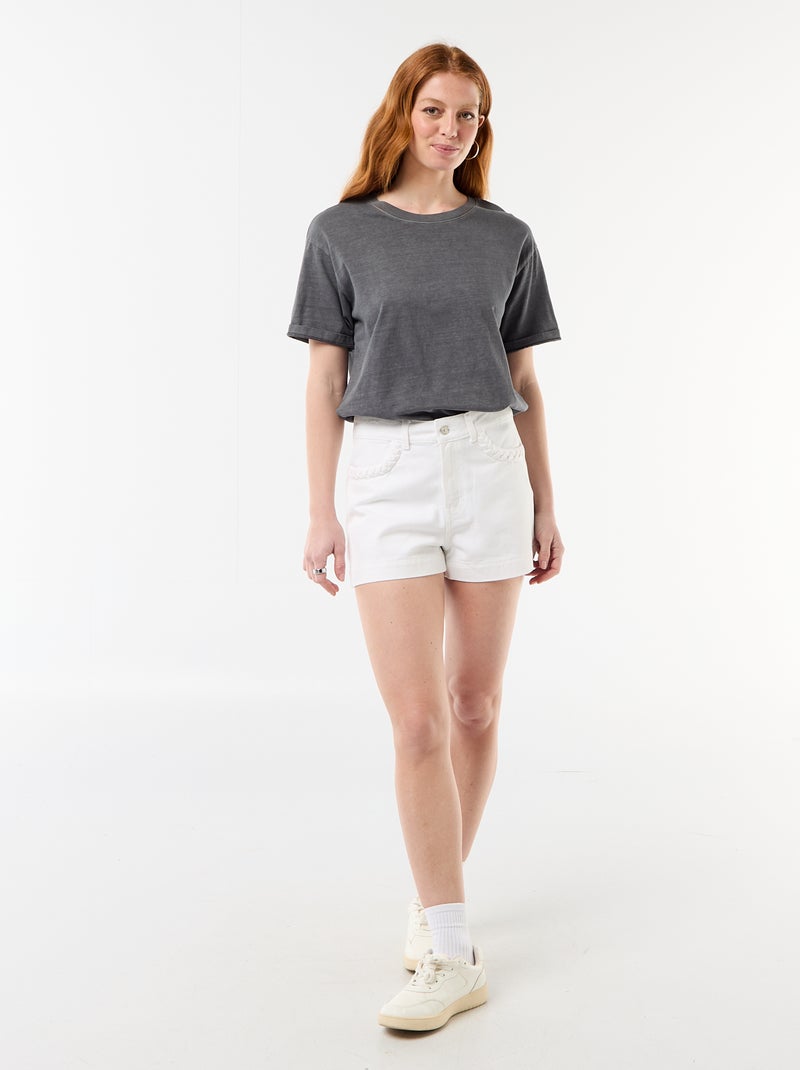 Short in denim con tasche intrecciate Bianco - Kiabi