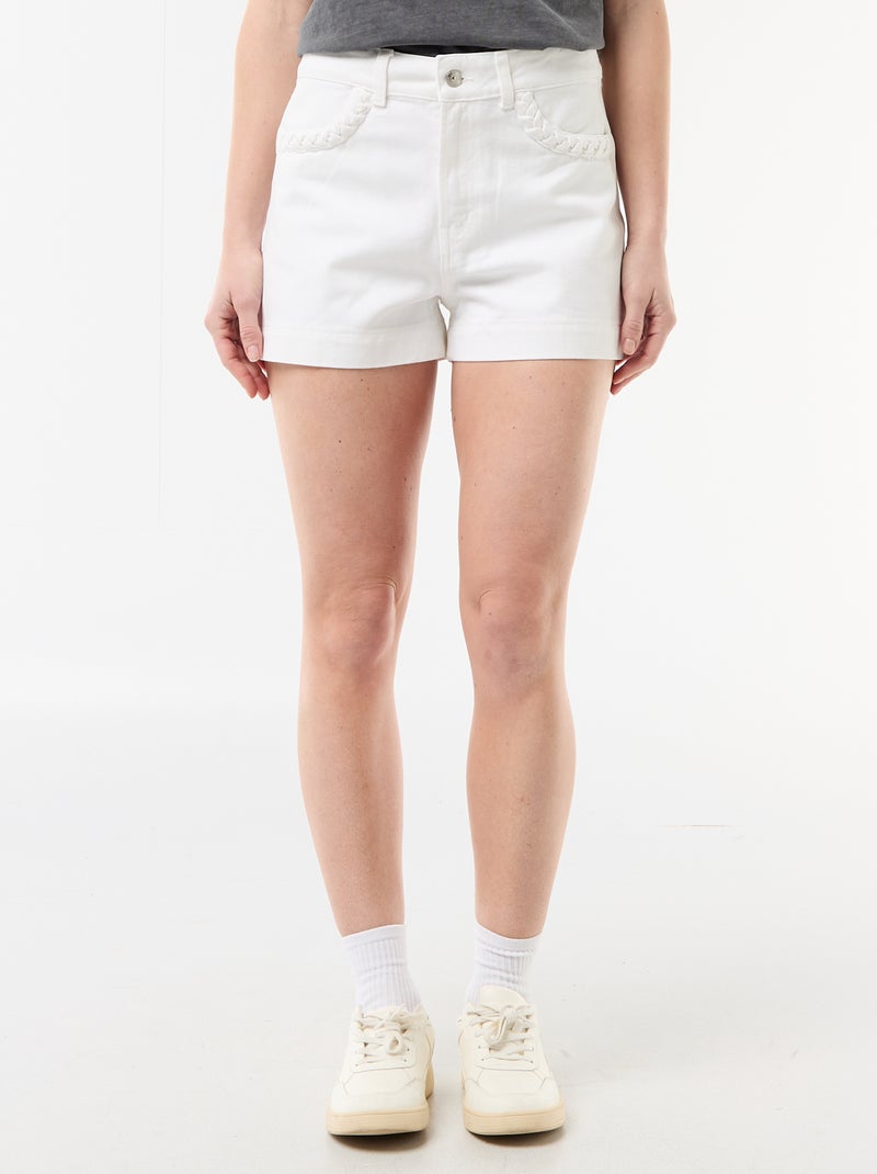 Short in denim con tasche intrecciate Bianco - Kiabi