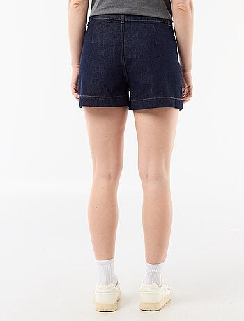 Short in denim con tasche intrecciate