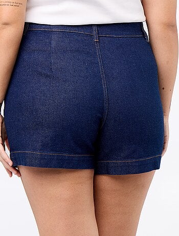 Short in denim con tasche intrecciate