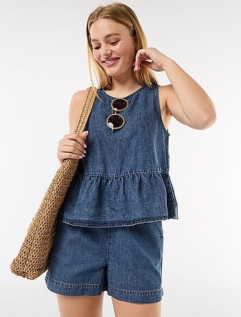 Short in denim con vita elasticizzata