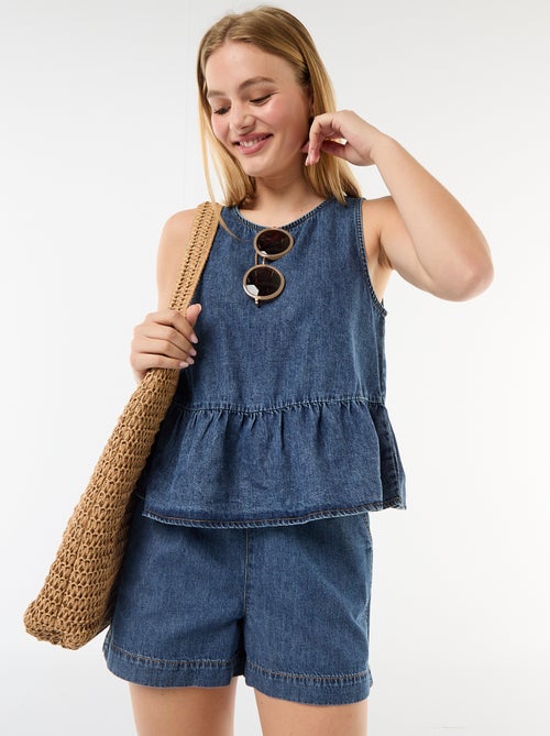 Short in denim con vita elasticizzata - Kiabi Short in denim con vita elasticizzata - Kiabi