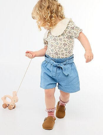 Short in denim leggero con cintura removibile