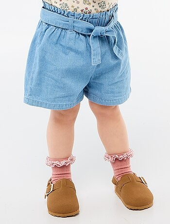 Short in denim leggero con cintura removibile