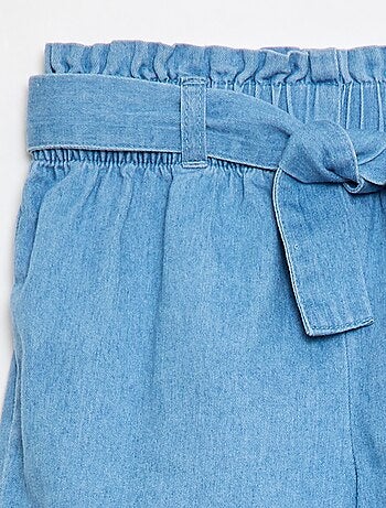 Short in denim leggero con cintura removibile