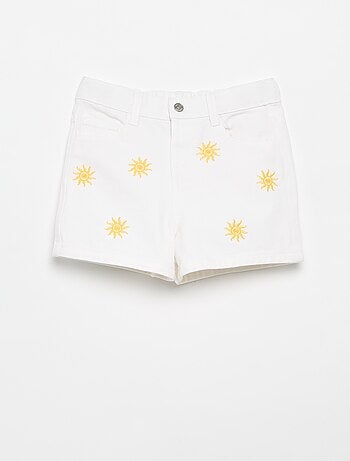 Short in denim ricamato
