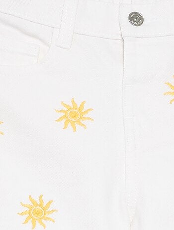 Short in denim ricamato
