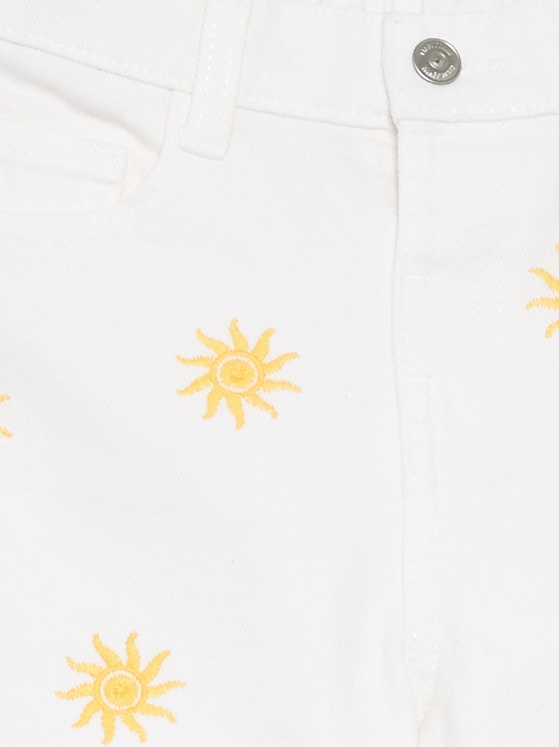 Short in denim ricamato Bianco - Kiabi