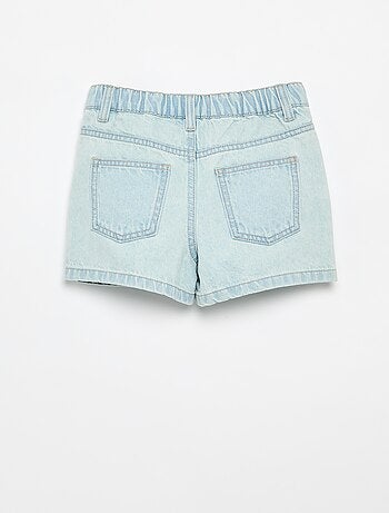 Short in denim ricamato