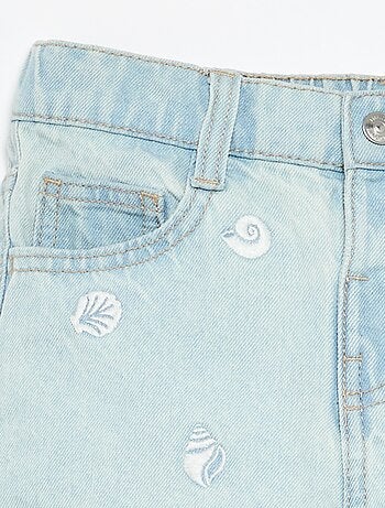 Short in denim ricamato
