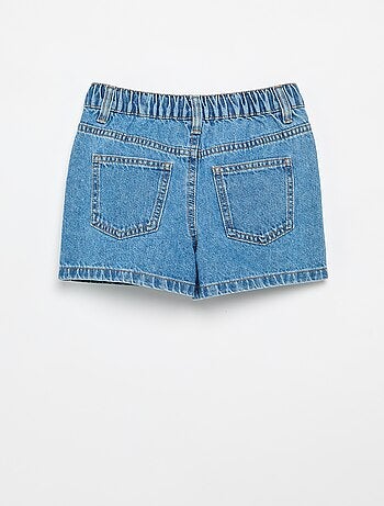 Short in denim ricamato
