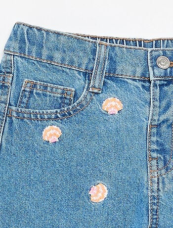Short in denim ricamato