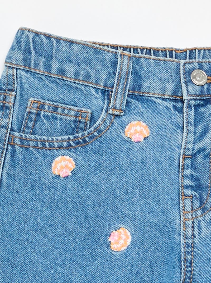 Short in denim ricamato Blu - Kiabi