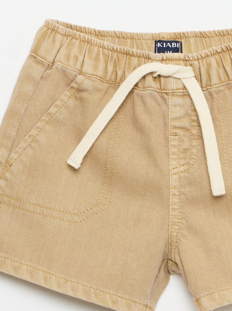 Short in denim tinta unita Beige - Kiabi