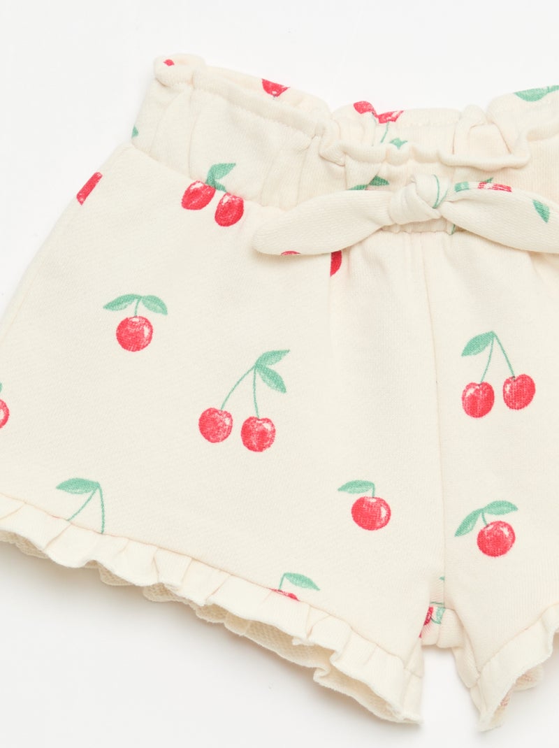 Short in felpa leggera con volant Bianco - Kiabi