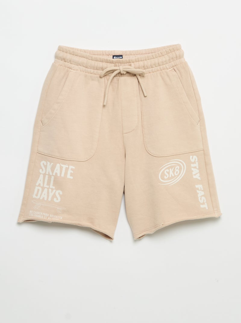 Short in felpa leggera stampata Beige - Kiabi