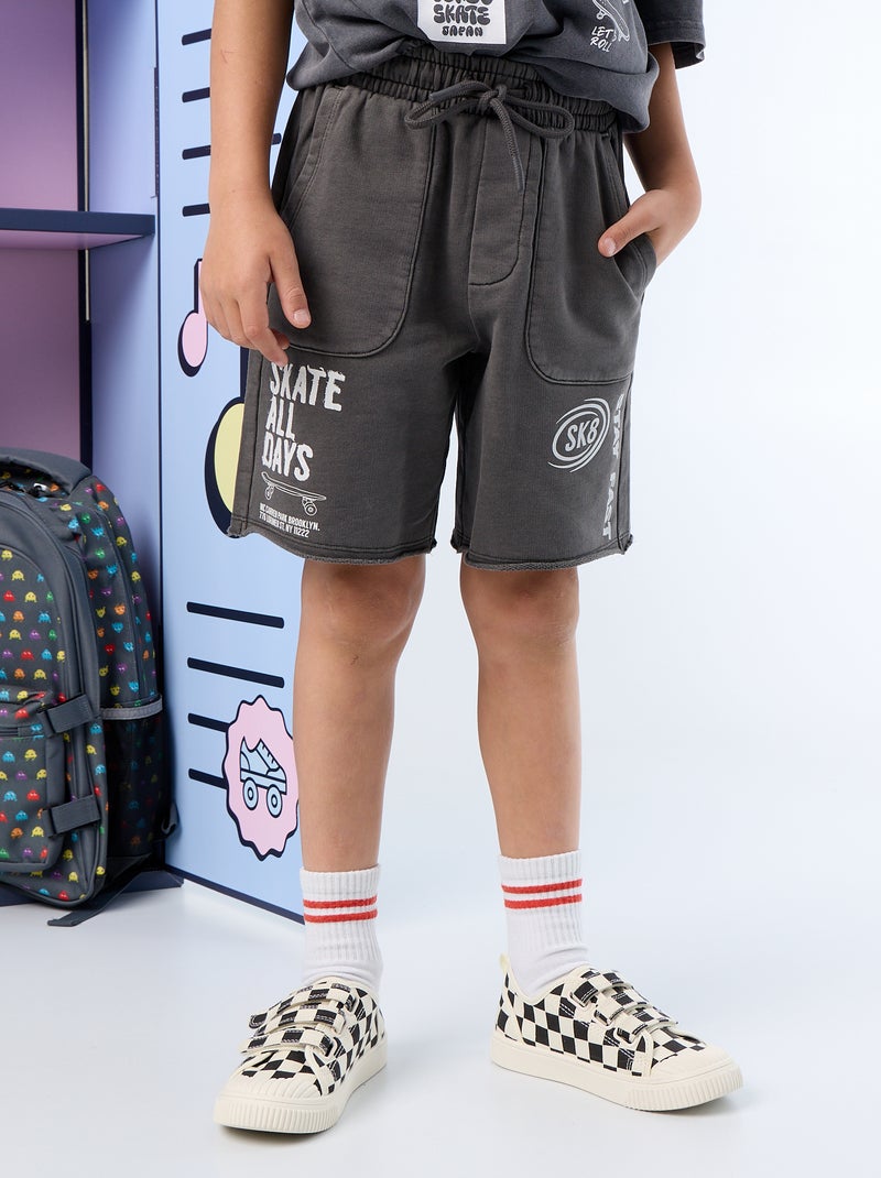 Short in felpa leggera stampata Grigio - Kiabi