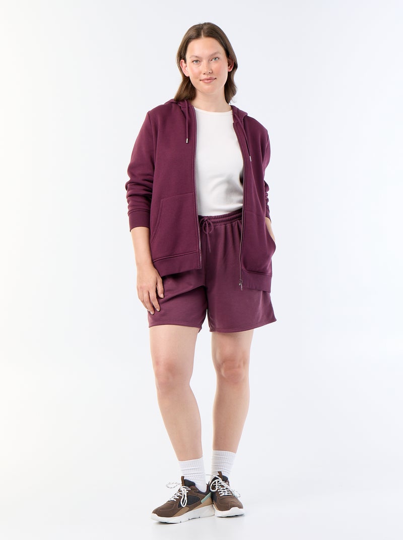 Short in felpa leggera tinta unita Viola - Kiabi