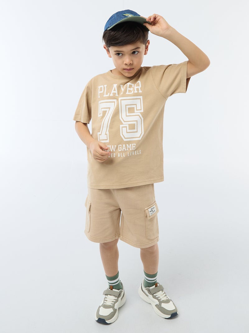 Short in felpa multitasche Beige - Kiabi