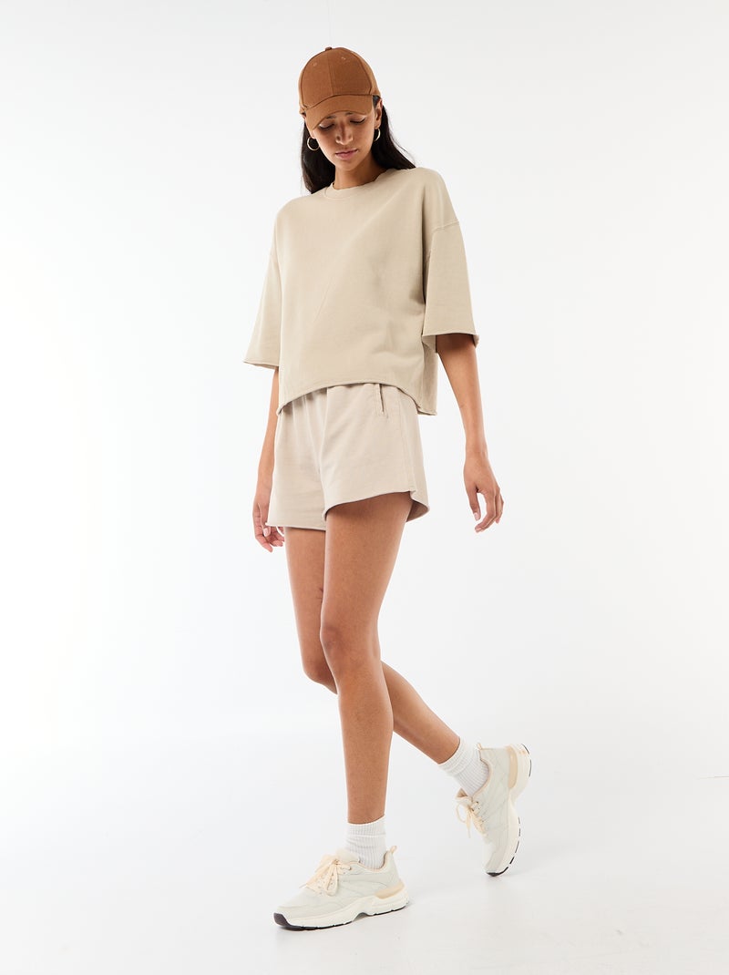Short in French Terry tinta unita Beige - Kiabi