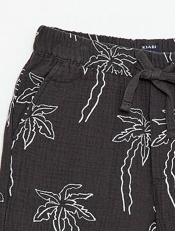 Short in garza di cotone con motivo ricamato
