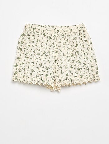 Short in garza di cotone con stampa floreale