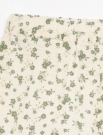 Short in garza di cotone con stampa floreale