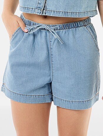 Short in jeans con elastico in vita