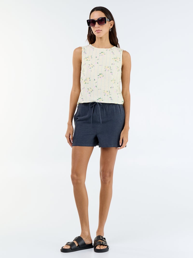 Short in lino misto Blu - Kiabi