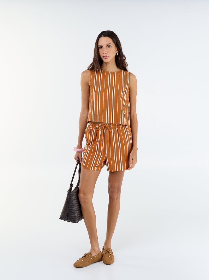 Short in lino misto Marrone - Kiabi