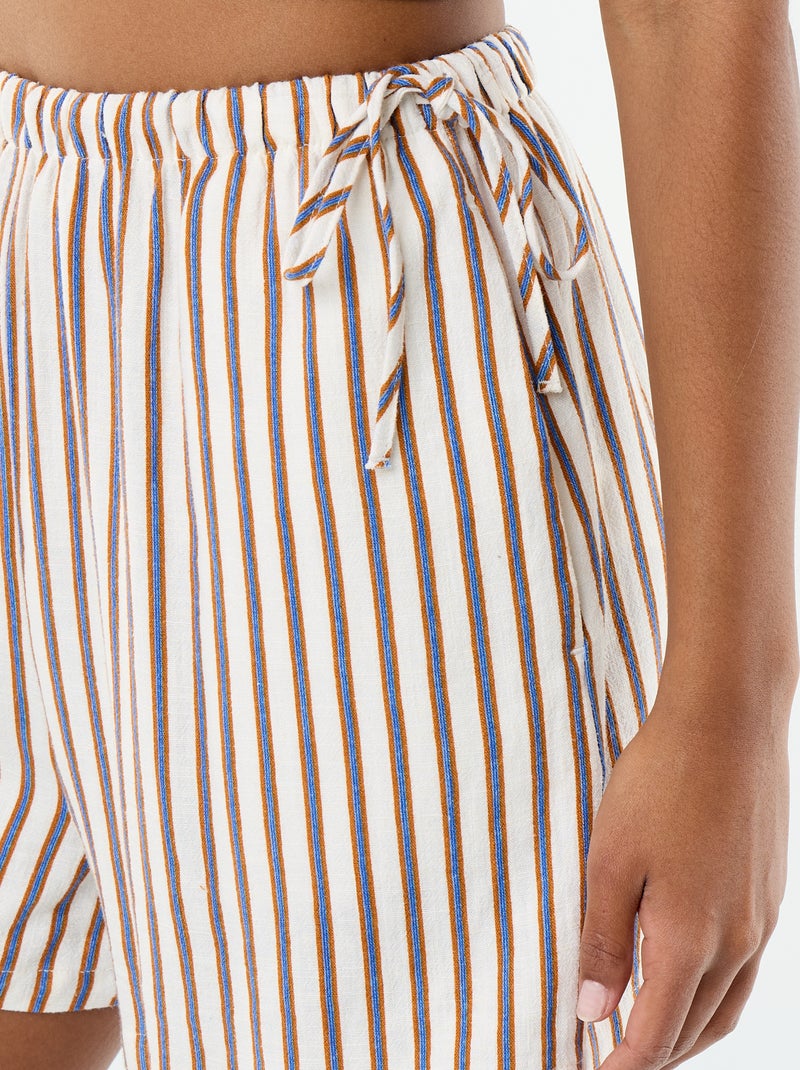 Short in lino misto tinta unita Beige - Kiabi
