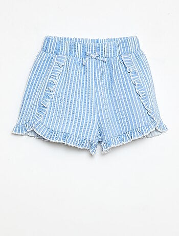 Short in maglia goffrata con volant