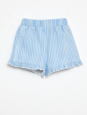 Short in maglia goffrata con volant