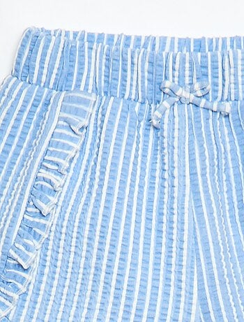 Short in maglia goffrata con volant