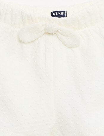 Short in maglia jacquard a tinta unita con fiocco decorativo