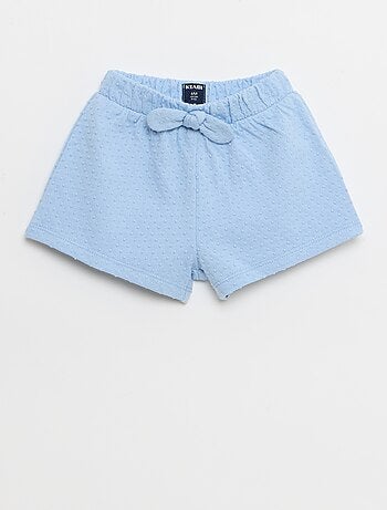 Short in maglia jacquard a tinta unita con fiocco decorativo
