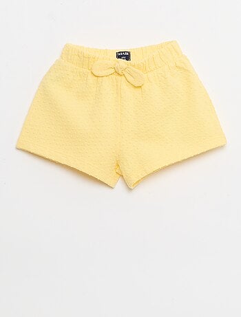 Short in maglia jacquard a tinta unita con fiocco decorativo