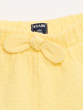 Short in maglia jacquard a tinta unita con fiocco decorativo