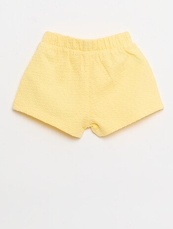 Short in maglia jacquard a tinta unita con fiocco decorativo