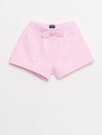 Short in maglia jacquard a tinta unita con fiocco decorativo