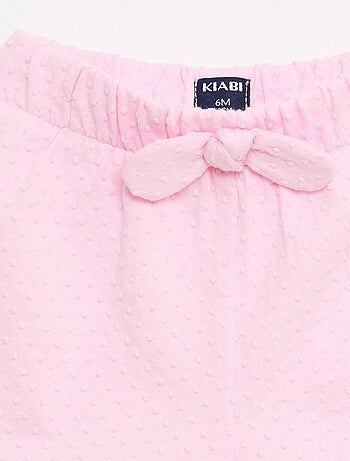 Short in maglia jacquard a tinta unita con fiocco decorativo