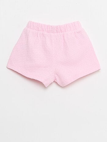 Short in maglia jacquard a tinta unita con fiocco decorativo