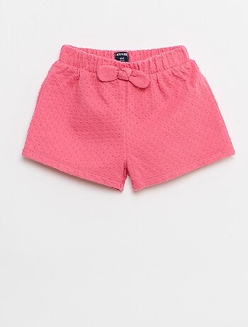 Short in maglia jacquard a tinta unita con fiocco decorativo
