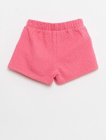 Short in maglia jacquard a tinta unita con fiocco decorativo